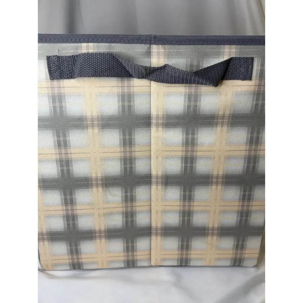 Thirty-One Gifts Your Way Easy Grab Bin Pink Crosshatch Plaid Storage Tote